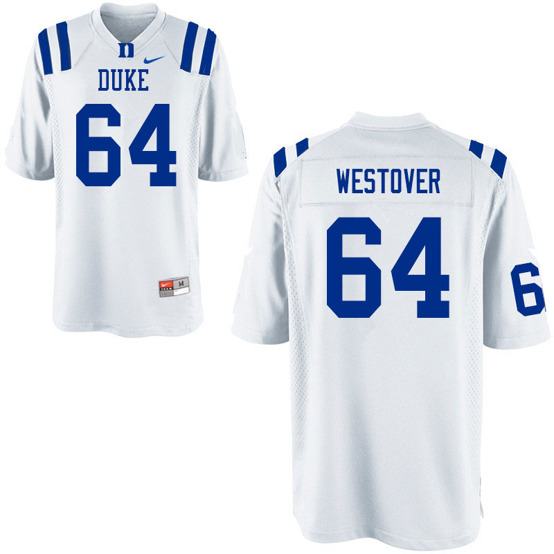 Men #64 Tristan Westover Duke Blue Devils College Football Jerseys Sale-White